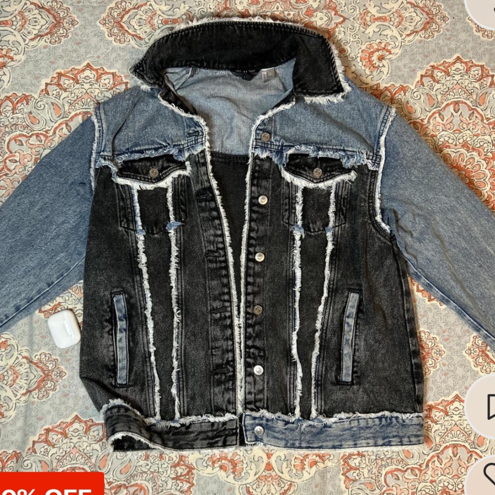 H&M Two-Tone Black and Blue Denim Jacket